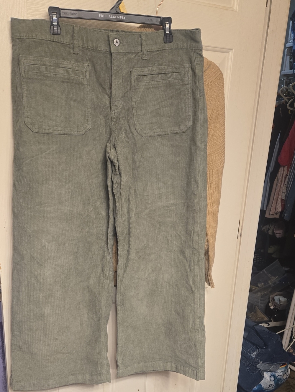 American Eagle Outfitters Olive Corduroy Wide-Leg Pants